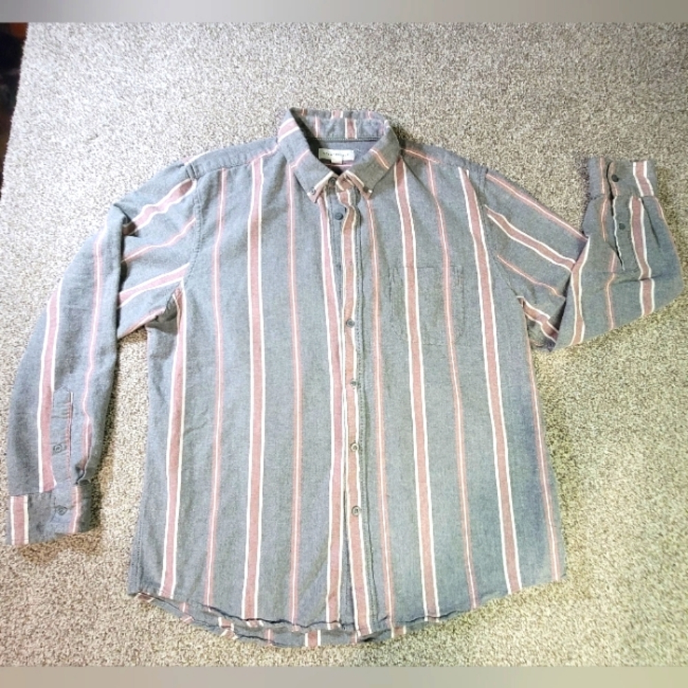 Aeropostale‎ Mens Long Sleeve Button Up Shirt Gray Plaid Size Large
